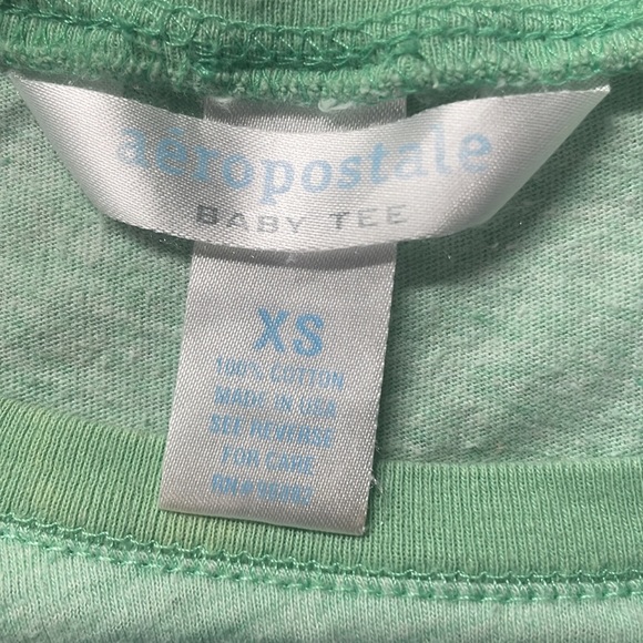 Y2K Aeropostale baby tee green T-shirt 100% cotton cap sleeve top womens size XS - Picture 6 of 7
